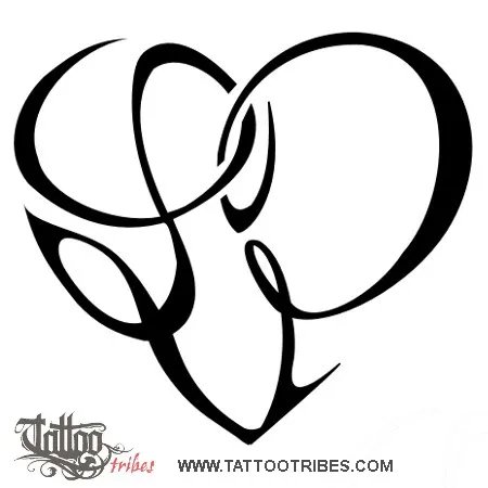 L+P heart (Heartigram) tattoo design thumbnail