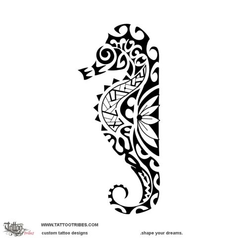 Kiore moana (Seahorse) tattoo design thumbnail