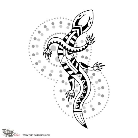Aboriginal gecko (Wedding) tattoo design thumbnail