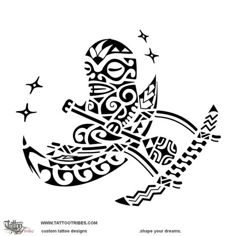 Va'a (Polynesian canoe) tattoo design thumbnail