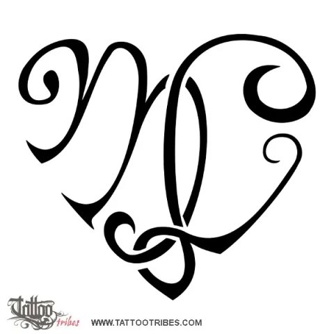 M+L heart (Union, love) tattoo design thumbnail