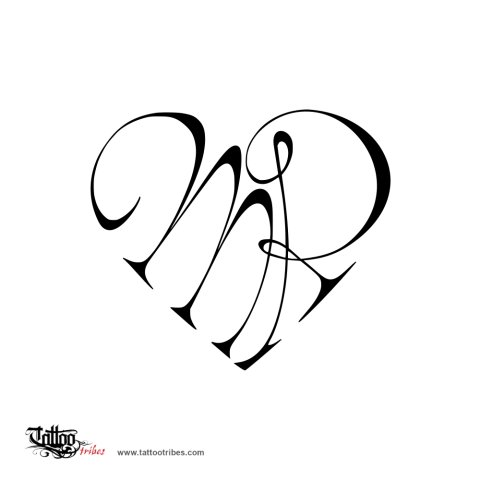 M+R heart (Union, love) tattoo design thumbnail