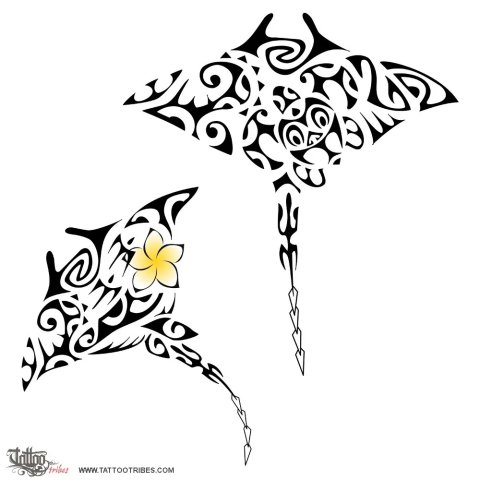 Mantas pair (Union, beauty) tattoo design thumbnail
