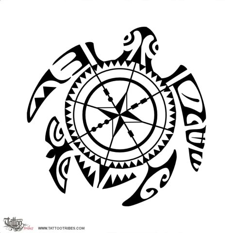 Compass turtle (Direction) tattoo design thumbnail