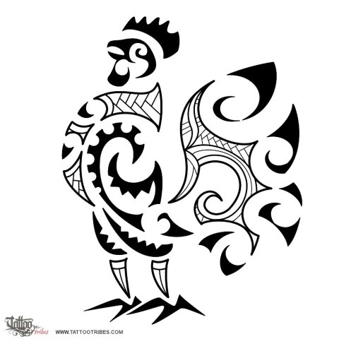 Tame heihei (Rooster - Maori styled) tattoo design thumbnail