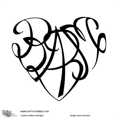 B+A+B+M heart (Union) tattoo design thumbnail