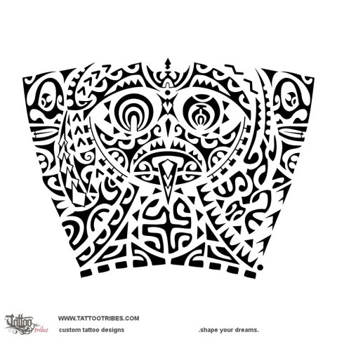Te miti e te maua (Sea and mountain) tattoo design thumbnail