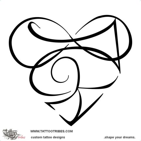 J+K heart (Memory) tattoo design thumbnail