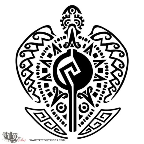 Mayan turtle (Wisdom, voyage) tattoo design thumbnail