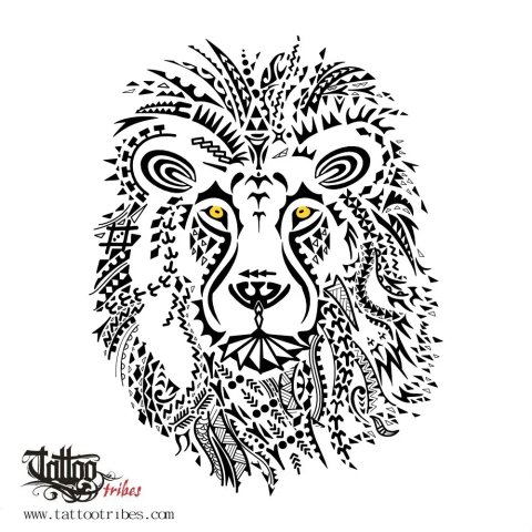 Tribal lion (iJam Fest 2020) tattoo design thumbnail