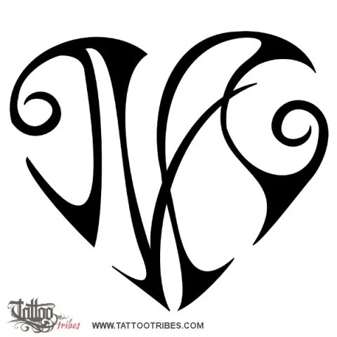 N+A heart (Union, love) tattoo design thumbnail