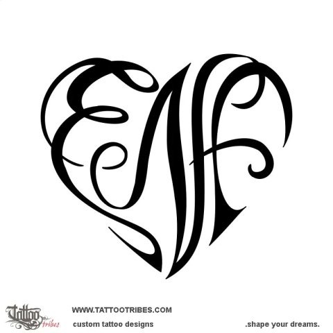 ENF heart (Bond) tattoo design thumbnail