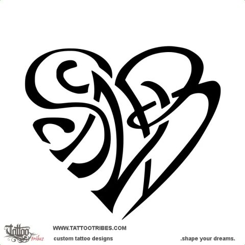 N+S+B Heart (Union) tattoo design thumbnail