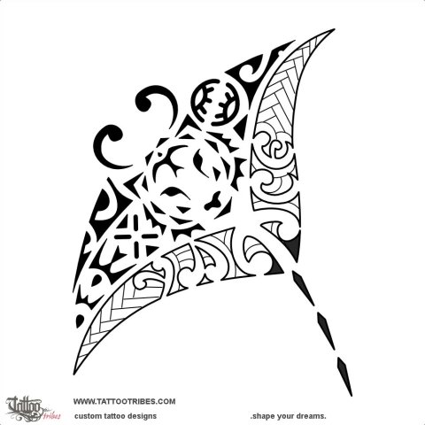 Tiger and manta (Protector) tattoo design thumbnail