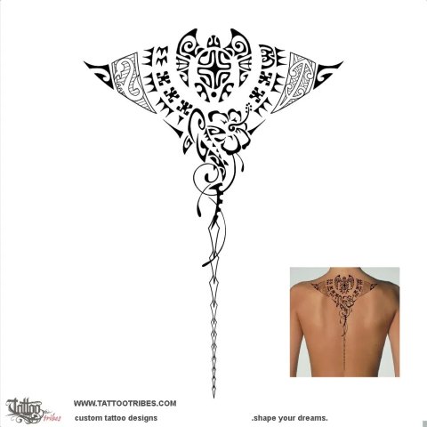 Whai (Stingray) tattoo design thumbnail