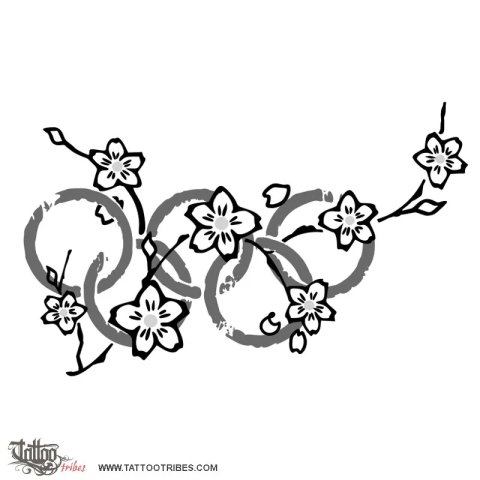 Olympic blossoms (Cherry blossoms) tattoo design thumbnail