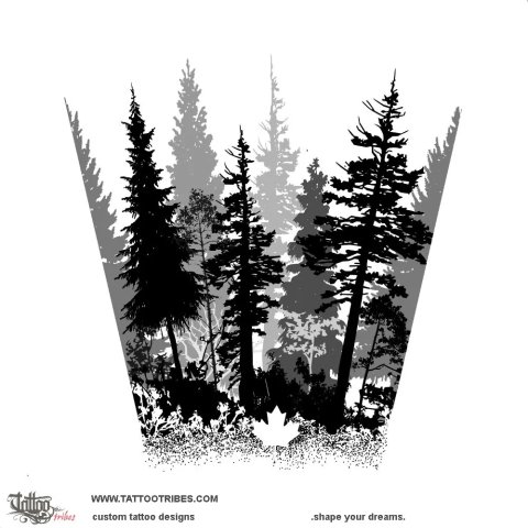 Forest (Maple leaf) tattoo design thumbnail