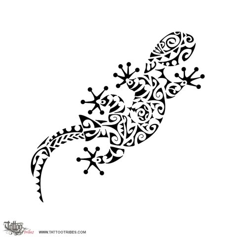Moko papa (Brown gecko) tattoo design thumbnail