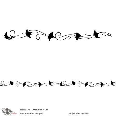 Mantas anklet (Ocean freedom) tattoo design thumbnail