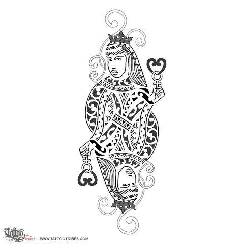 Queen of hearts (Femininity) tattoo design thumbnail