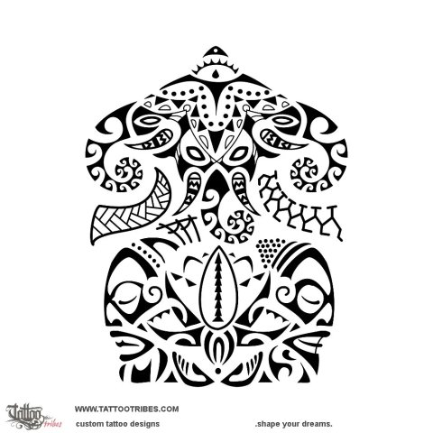Airavata & lotus (Children) tattoo design thumbnail
