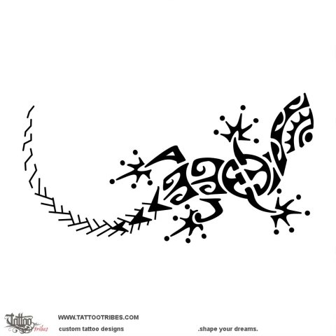 Mo'o (Gecko) tattoo design thumbnail
