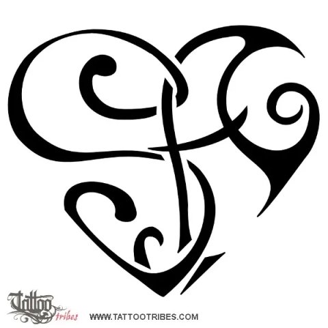 S+A heart (Union) tattoo design thumbnail