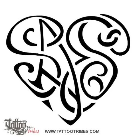SAES heartigram (Family) tattoo design thumbnail