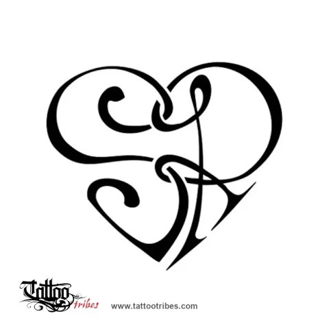 S+R heartigram (Union, love) tattoo design thumbnail