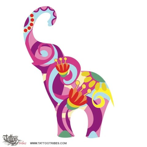 Elephant (Good luck) tattoo design thumbnail