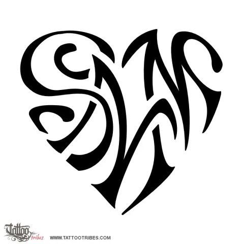 S+N+M heart (Bond) tattoo design thumbnail