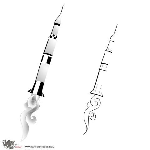 Saturn V (Anniversary) tattoo design thumbnail