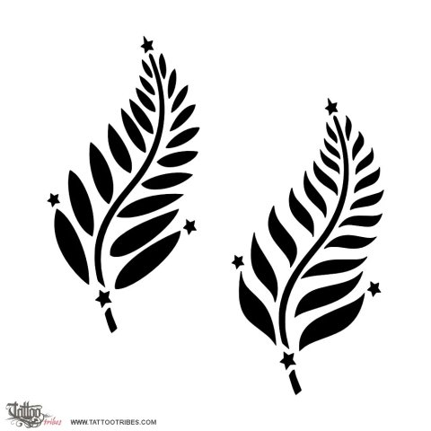 Silver fern (Southern Cross) tattoo design thumbnail