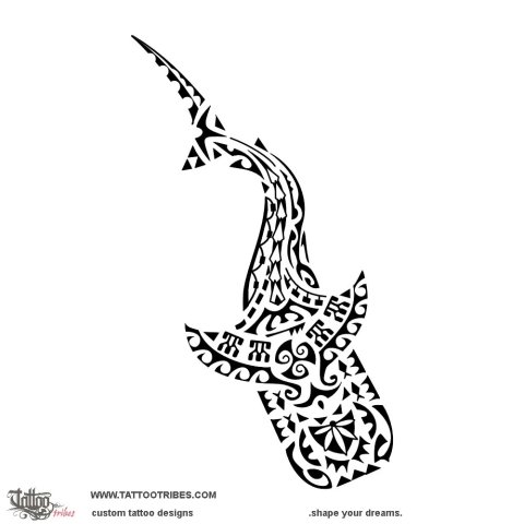 Ma'o Tohora (Whale shark) tattoo design thumbnail