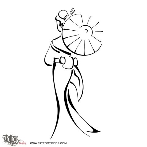 Stylized geisha (Sensuality, femininity) tattoo design thumbnail