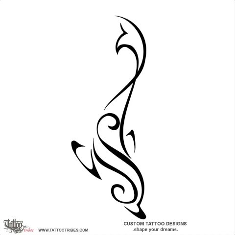 Stylized dolphin (Femininity) tattoo design thumbnail
