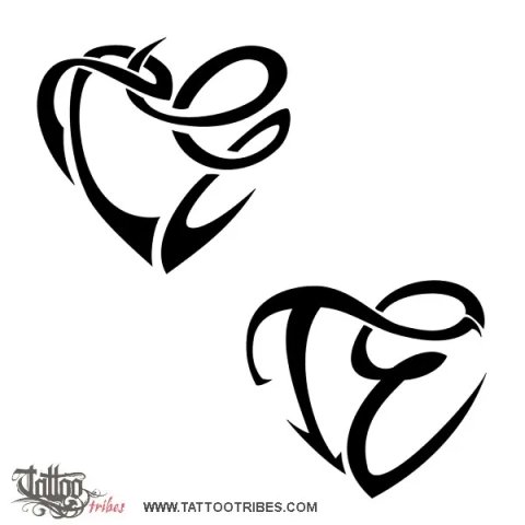 T+E heart (Union) tattoo design thumbnail