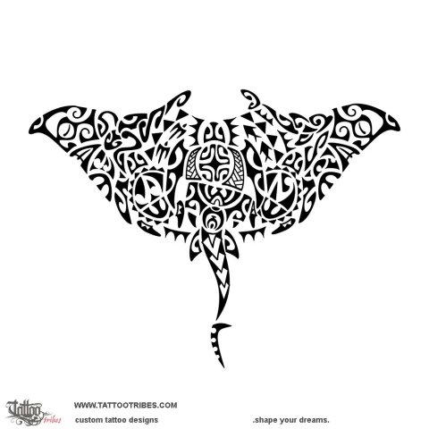 Back manta (Family) tattoo design thumbnail