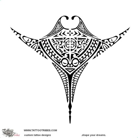 Hai (Manta ray) tattoo design thumbnail