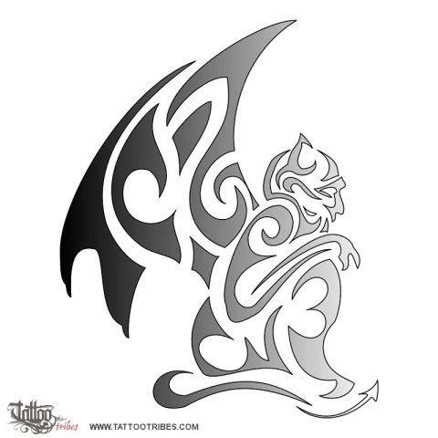 Tribal gargoyle (Protection) tattoo design thumbnail