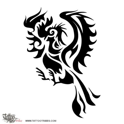 Tribal rooster (Courage, challenge) tattoo design thumbnail