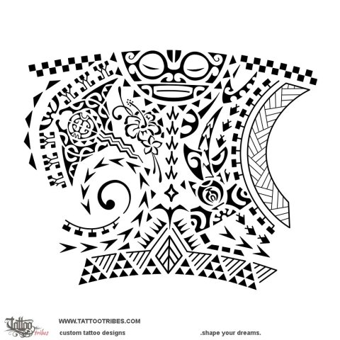 Koa wahine sleeve (Warrior woman) tattoo design thumbnail