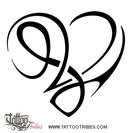 V+L heart (Love, bond) tattoo design thumbnail