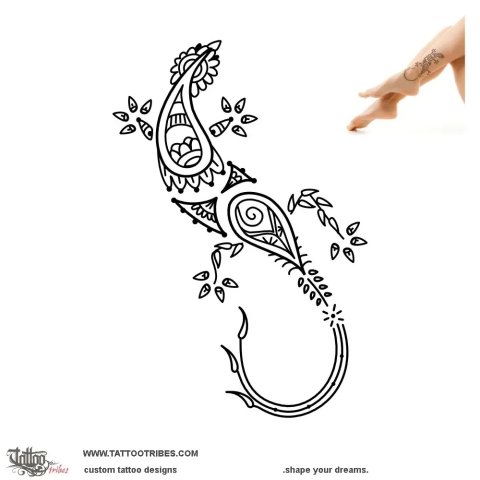 Mehndi lizard (Renewal) tattoo design thumbnail