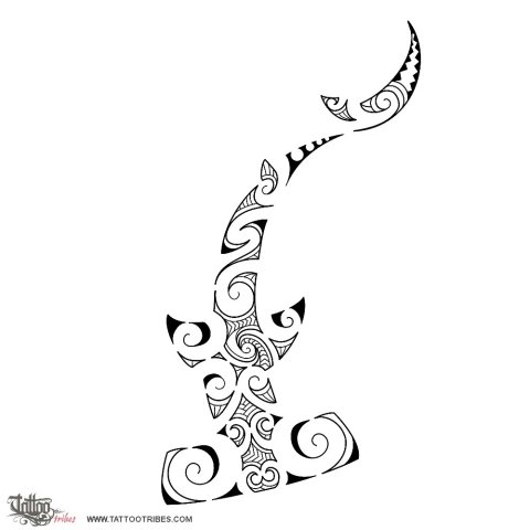 Maori style hammerhead shark (Maori series: WATER) tattoo design thumbnail