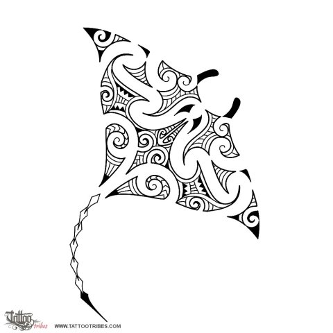 Maori style manta (Maori series: WATER) tattoo design thumbnail