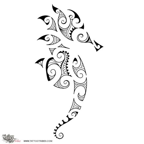 Maori style seahorse (Maori series: WATER) tattoo design thumbnail