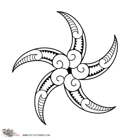 Maori style starfish (Maori series: WATER) tattoo design thumbnail