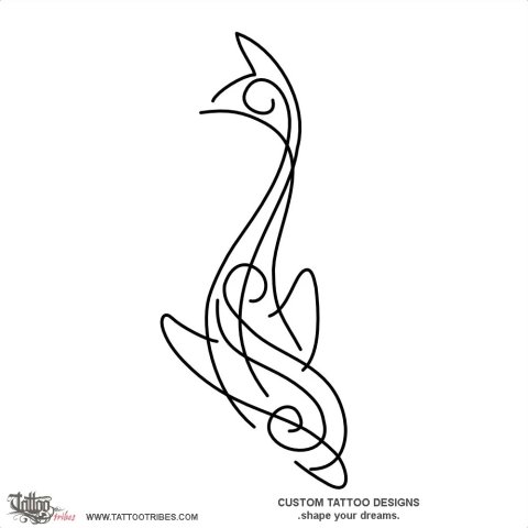 Stylized dolphin (Femininity) tattoo design thumbnail