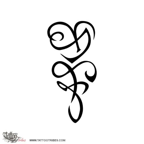Y+A & F+J hearts (Love, union) tattoo design thumbnail